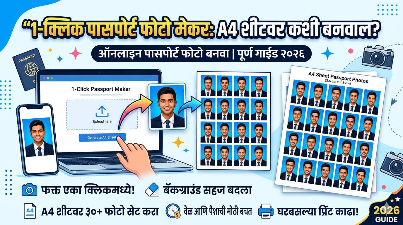 1-Click Passport Maker Online : A4 Sheet war kashi banwal (2026 Guide)